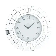 Silver MDF Glam Wall Clock, 24" x 2" x 24"
