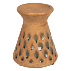 Hello Honey&reg; 6.5" Terra Cotta Debossed Candle Pillar Holder