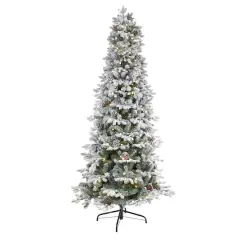 7.5ft. Pre-Lit Flocked Alaskan Artificial Christmas Tree, White LED Lights