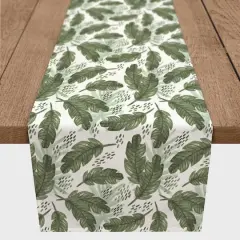 Tropical Leaves Pattern 16" x 72" Cotton Twill Runner