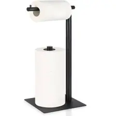 Black Freestanding Metal Toilet Paper Roll Holder