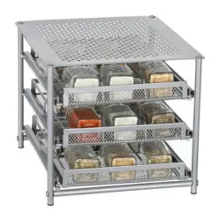 NEX&trade; 3-Tier 18-Bottle Metal Spice Rack with Drawer Organizer