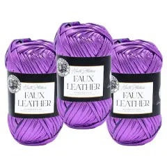3 Pack Lion Brand&reg; Haute Stitches Faux Leather Yarn Purple Rain