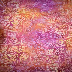 Feldman Premium Indonesian Batik Orange & Raspberry Paisley Fabric