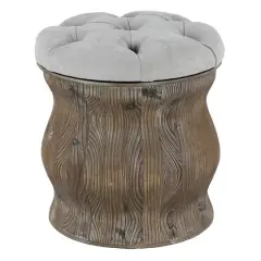 18" Chinese Fir Rustic Stool Light Gray