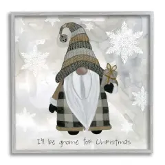 Stupell Industries Gnome For Christmas Phrase Framed Giclee Art Gray