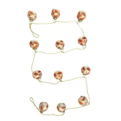 Hello Honey&reg; 6ft. Silver & Coral Etched Mercury Glass Ball Ornament Garland with Gold Cord
