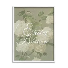 Stupell Industries Easter Blessings Sentiment Vintage White Hydrangea Florals Green Framed Giclee Art