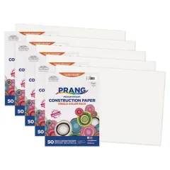 Prang&reg; 12" x 18" Construction Paper, 5 Packs of 50 Sheets White