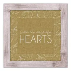 Mustard Grateful Hearts Print in Western White Frame