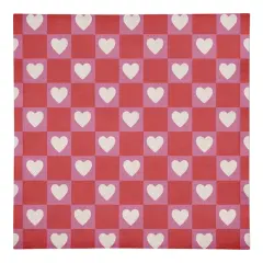 Heart Checkered Board Pattern 10" x 10" Cotton Twill Napkin