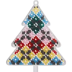 Wonderland Crafts Fair Isle Plaid Tree Ornament Bead Embroidery on Plastic Kit