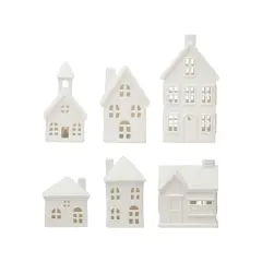 Hello Honey&reg; White LED Stoneware Bisque Houses Set