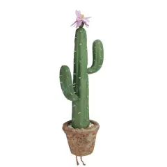 21.5" Southwestern Style Potted Cactus with Flowers
