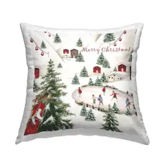 Stupell Industries Merry Christmas Winter Skating Throw Pillow