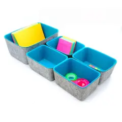 Welaxy Felt 5 Piece Drawer Organizer Bins Turquoise