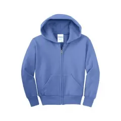 Port & Company&reg; Youth Core Fleece Full-Zip Hooded Sweatshirt Carolina Blue