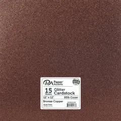 PA Paper&trade; Accents Glitter 12" x 12" Cardstock, 15 Sheets Bronze Copper