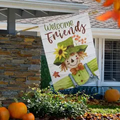 40" x 28" Scarecrow Welcome Friends Fall Harvest Outdoor House Flag