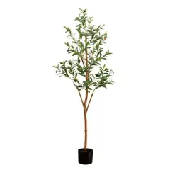 5ft. Potted Artificial Olive Tree with Natural Trunk