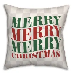 Merry Merry Merry Check 18" x 18" Spun Poly Pillow