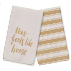 This Feels Like Home Tea Towel Set Gold