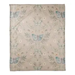 Butterfly Pattern Coral Fleece Blanket Blush