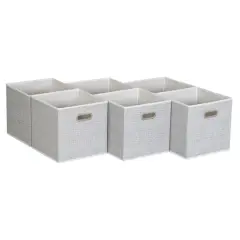 6 Pack Household Essentials 11" Fabric Storage Bins White Mix