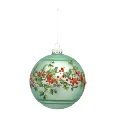 6ct. 5" Pine & Berry Glass Ball Ornaments