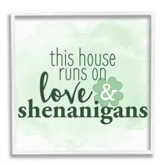 Stupell Industries Love & Shenanigans Family Shamrock Phrase Framed Giclee Art White
