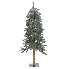4ft. Pre-Lit Natural Bark Alpine Artificial Christmas Tree, Warm White Dura-lit LED Lights