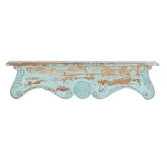 32" Blue Wood Rustic Wall Shelf