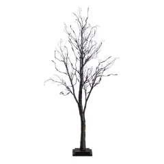 4ft. Orange & Purple LED Pre-Lit Halloween Deluxe Black Twig Artificial Fall Tree