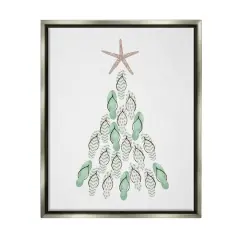 Stupell Industries Flip Flop Beachy Christmas Tree Black Framed Floater Canvas Wall Art Gray