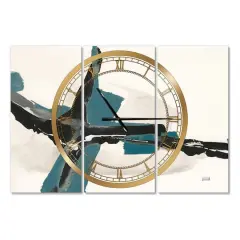 Designart Glam Cerulean 3 Panel Modern Wall Clock