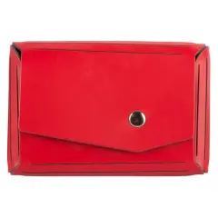  JAM Paper Italian Leather Business Card Holder Case with Angular FlapRed