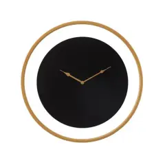24" Black Metal Wall Clock with Gold Accents