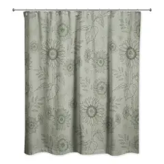 Sunflower Icons Shower Curtain Green