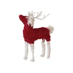 Hello Honey&reg; 9" Red & White Boucl&eacute; Cotton Knit & Wire Reindeer Accent