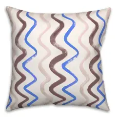 18" Squiggles Indoor/Outdoor Pillow Blue/Brown