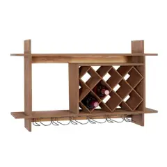 34" Brown Wood Farmhouse Wine Rack