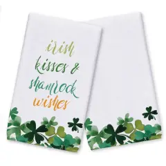 Irish Kisses Shamrock Wishes Tea Towel Set of 2