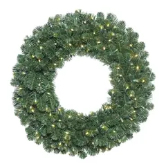 36" Warm White LED Oregon Fir Double Door Wreath Halves