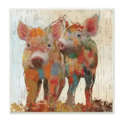 Stupell Industries Rustic Farm Pigs Abstract Contemporary Patchwork Pattern,12" x 12"