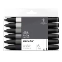 Winsor & Newton&reg; ProMarker&trade; Neutral Tones 6 Marker Set