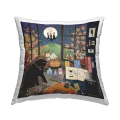 Stupell Industries Halloween Witchcraft Black Cat Throw Pillow