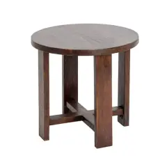Hello Honey&reg; Elegant Acacia Trestle Round End Table Walnut