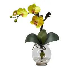 Mini Phalaenopsis with Fluted Vase Silk Flower Arrangement