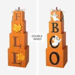 Glitzhome&reg; 25.5" Double-Sided Wood Fall & Halloween Porch D&eacute;cor