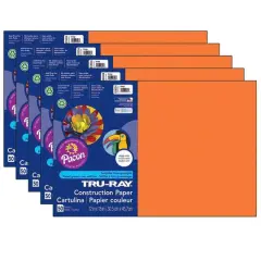 Tru-Ray&reg; 12" x 18" Orange Construction Paper, 5 Packs of 50 Sheets